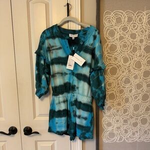 Something Sexy Esmerelda Tie Die Henley Romper Size XS NWT